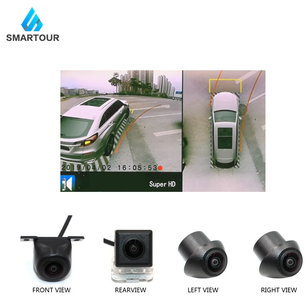 Smartour 3D Around View Monitor AVM System Surveillance Panoramic Outdoor Camera Video DVR Recorder for Jeep Cherokee