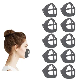 

Mascarilla 10pc Adult Black Silicone Mask Holder Reusable Washable Mask Pad 3d Bracket Mask Cooling Holder Mouth Caps Washable