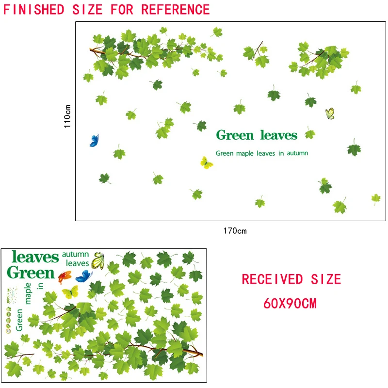 Гигантское дерево зеленые листья большие наклейки на стене передвижная стена из ПВХ наклейки для гостиной спальни прикроватные украшения фрески - Цвет: 170X110CM