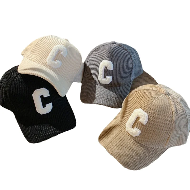 Baseball Cap Women Winter Autumn Thick Corduroy Sport Letter C Hats Snapback Caps Men Dad Hat