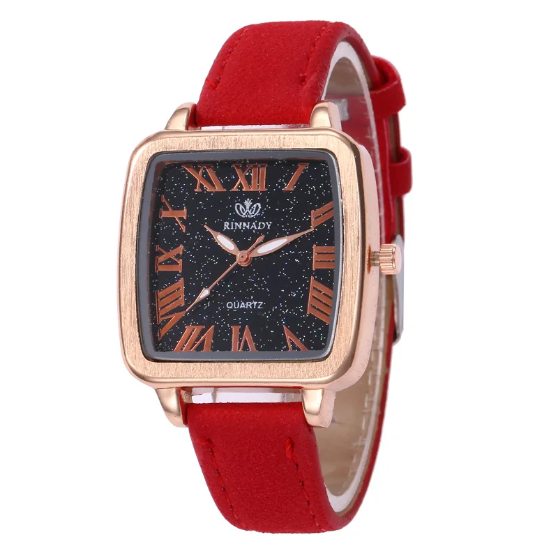 

Korean-style Students Barrel Square Roman Numerals Quartz Watch New Style Diamond Set Simple Couple Watch Wechat Business Gift W
