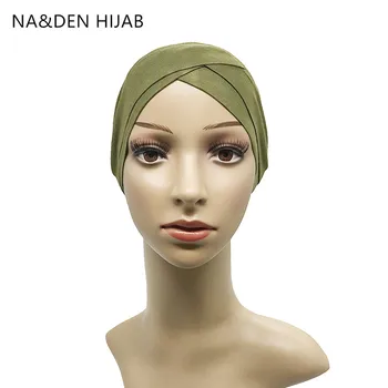 

1PCS NEW Underscarf Bonnet Head Cover Stretch Cap Headscarf Women Hijab Modal Muslim Scarf Criss cross hat Islamic inner Caps