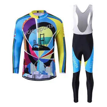 

Spring Cycling Sweatshirt Men's Mountain Bike Clothing, Quick Dry Racing Uniform Gel Breathable Pad Long Sleeve Men Jersey Sets