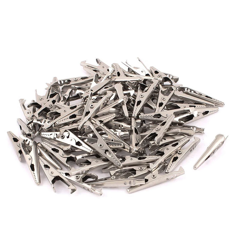 

90pcs Mini Electrical Crocodile/Alligator Test Clip Clamp Jaw 10x42mm Silver