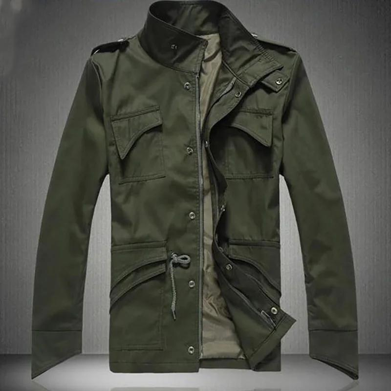 Autumn Men Jackets and Coats Casual Solid Zipper Slim Thin Coat Windbreaker Plus Size Male Jacket Streetwear M-4XL Bomber Jacket