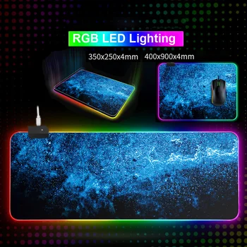 

RGB 14Lighting Extra Large Mouse Pad Blue Starry sky Gaming Mousepad Anti-slip Natural Rubber with Locking Edge Gaming Mouse Mat