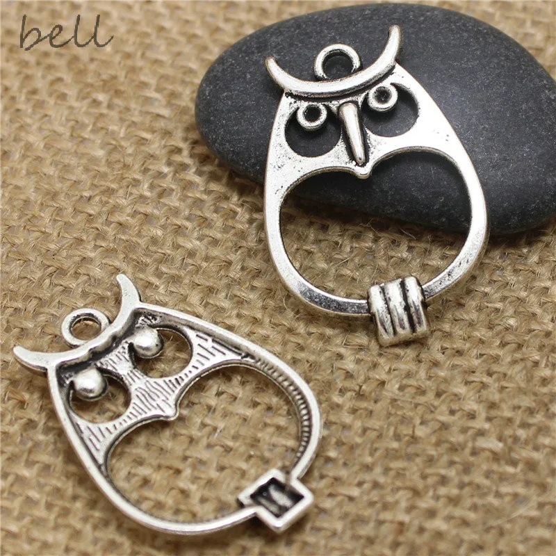 20Pcs Tibetan Silver Owl Charms Animal Crafts Pendants DIY Jewelry Making