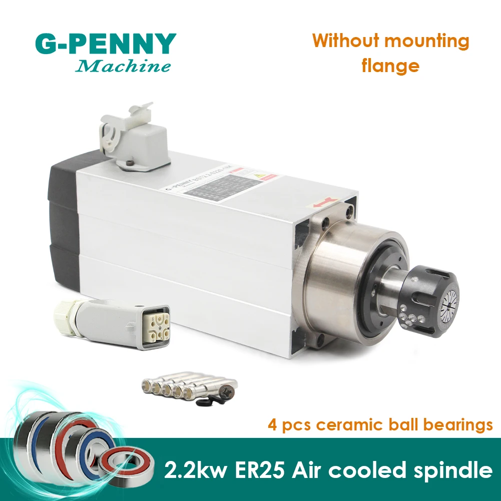 

Электродвигатель шпинделя с воздушным охлаждением с ЧПУ, 220 В, 0,01 КВТ, ER25, для работы по дереву, 4 керамических шарикоподшипника, точность мм