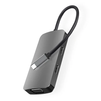 

5 in 1 USB C Hub Type C To VGA 4K 1080P HDMI Adapter Multi Ports PD USB3.0 Docking Station for Laptop Pro