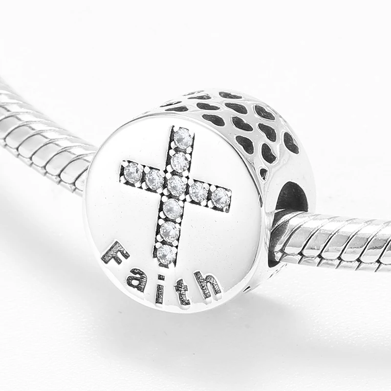 Хорошая мораль семь добродетелей Библейский 925 пробы серебряный крест бусины Круглые бусины подходят к оригинальному браслету Пандора Шарм, изготовление украшений