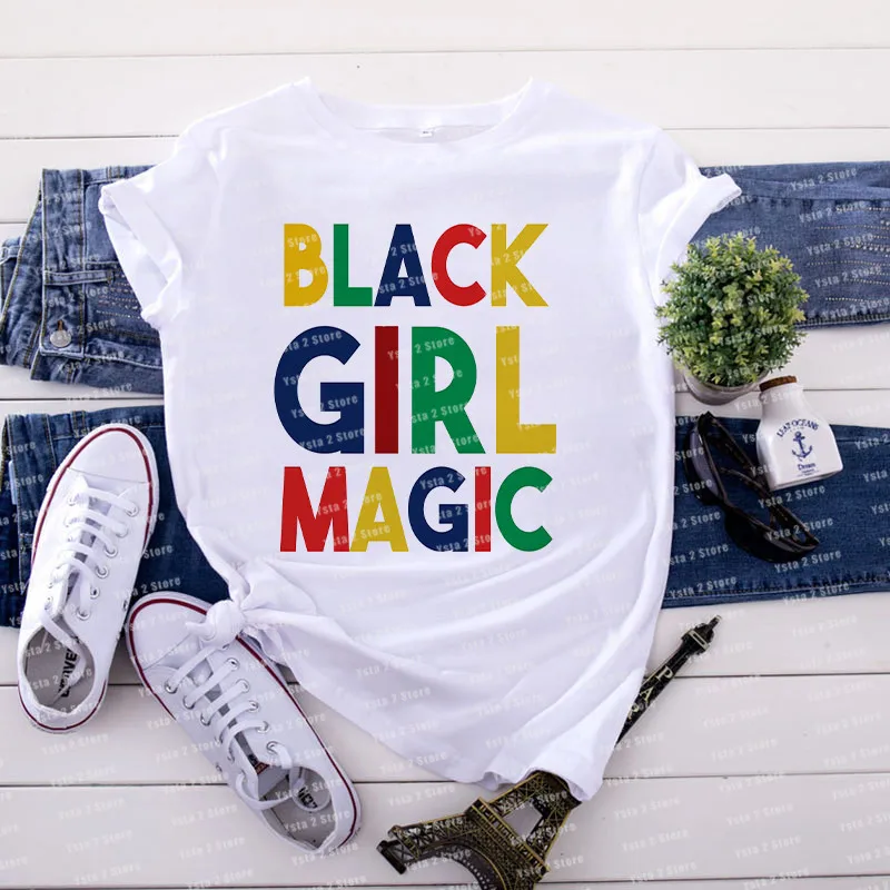 

Colorful Black Girl Magic t shirt women Sexy Melanin Poppin Lip T-shirt watercolor girl with Crown graphic Tees Eyes Tops