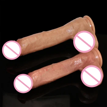 Skin Feeling Huge Realistic Dildo Sexy Penis Female Masturbator Soft Double-layer Silicone Suction Cup Dildos for Women Big Dick 2