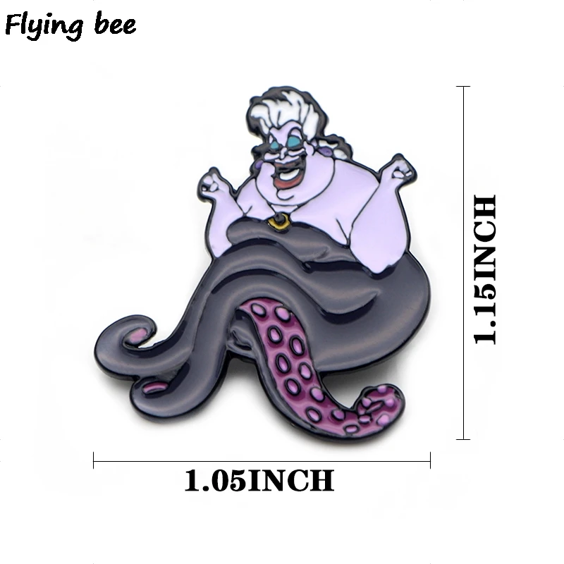 20 шт./лот Flyingbee Ursula смешная брошь и булавка Мультяшные значки эмалированные шпильки с отворотом значок для друзей женщин мужчин X0434