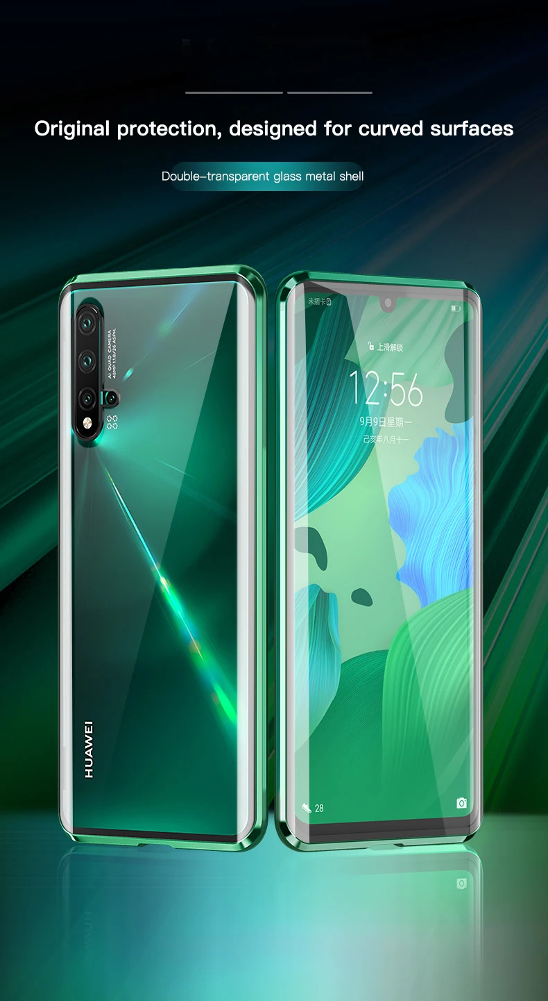 Магнитный металлический двойной стеклянный чехол для телефона huawei P30 P20 Pro Nova 5 Роскошный магнит адсорбционная Защитная крышка Coque Funda Shell