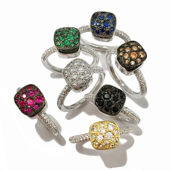

Honeycomb Style Full Zircon Ring Green Yellow Red Blue Black White Color Crystal Rings For Women Fashion Jewelry Bijoux Gift