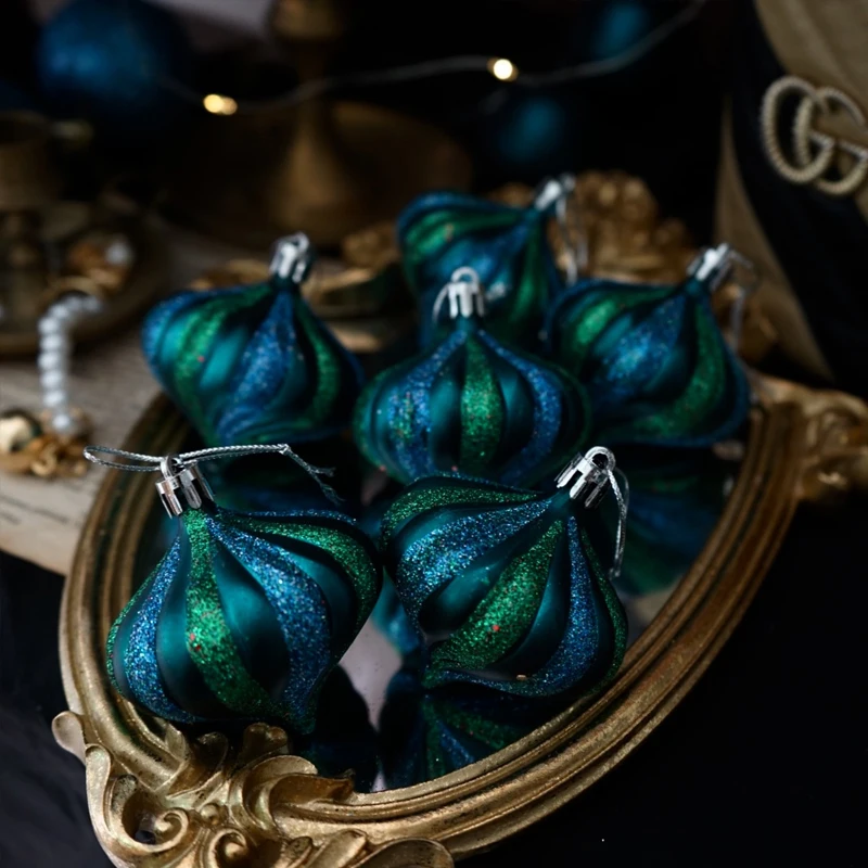 С голубыми рождественскими елками и украшениями круглой формы; вечерние подвесное украшение безделушка подвеской капелькой из рождественские украшения для дома подарки