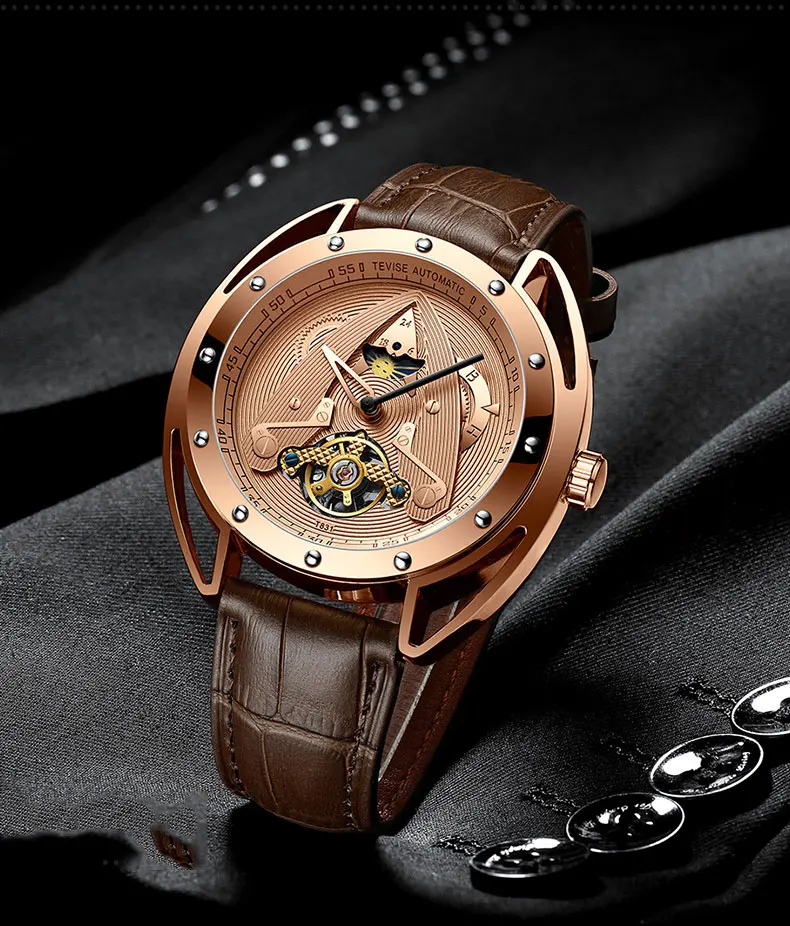Tevise Мужские автоматические механические часы водонепроницаемые Tourbillon спортивные брендовые модные синие мужские наручные часы Relogio Masculino