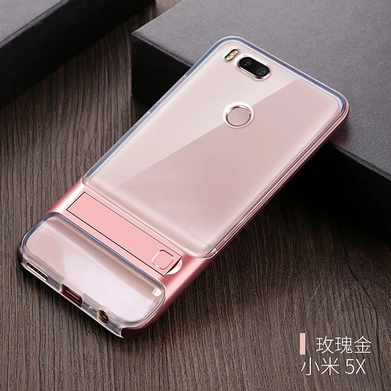 Чехлы на заднюю крышку мобильного телефона для Xiaomi mi 5X mi A1 Xiao mi 5X mi A1 силиконовый чехол 3D Kickstand 360 Защитный Чехол Броня Coque - Цвет: Crystal Rose Gold