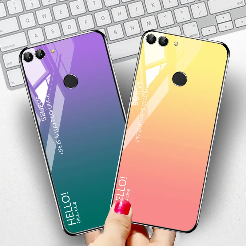 

Ojeleye Tempered Glass Case For Huawei P Smart 2018 Case Anti-knock Cover For Huawei Y9 Y6 Prime 2018 Honor 7C Pro Covers