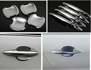 

New Chrome Car Door Handle + Bowl Cover Trim Accessories For KIA K2 RIO 3 Sedan 2011 2012 2013 2014 2015 Free Shipping