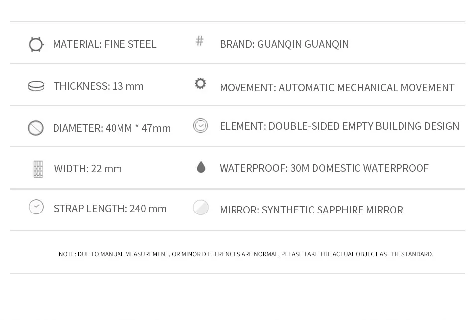 Men Mechanical Wristwatches GUANQIN GJ16147 Luminous Sapphire Men's Watch Waterproof Green Blue Leather Strap Watches for Men (6)