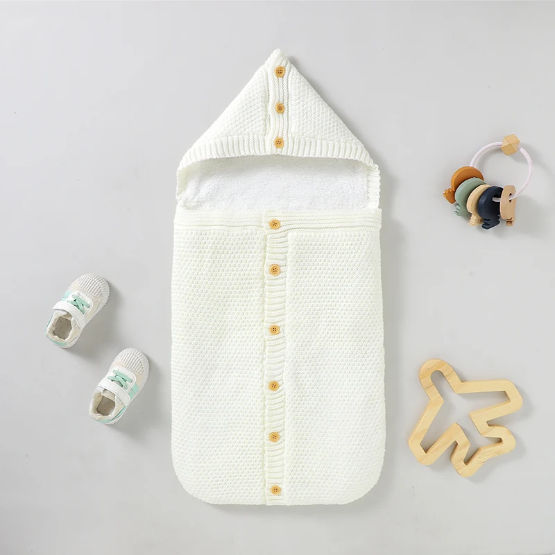 Baby Sleeping Bags Knitted Winter Newborn Girls Boys Sleep Sack Solid Toddler Infant Stroller Wrap Swaddle Envelopes Fall Soft