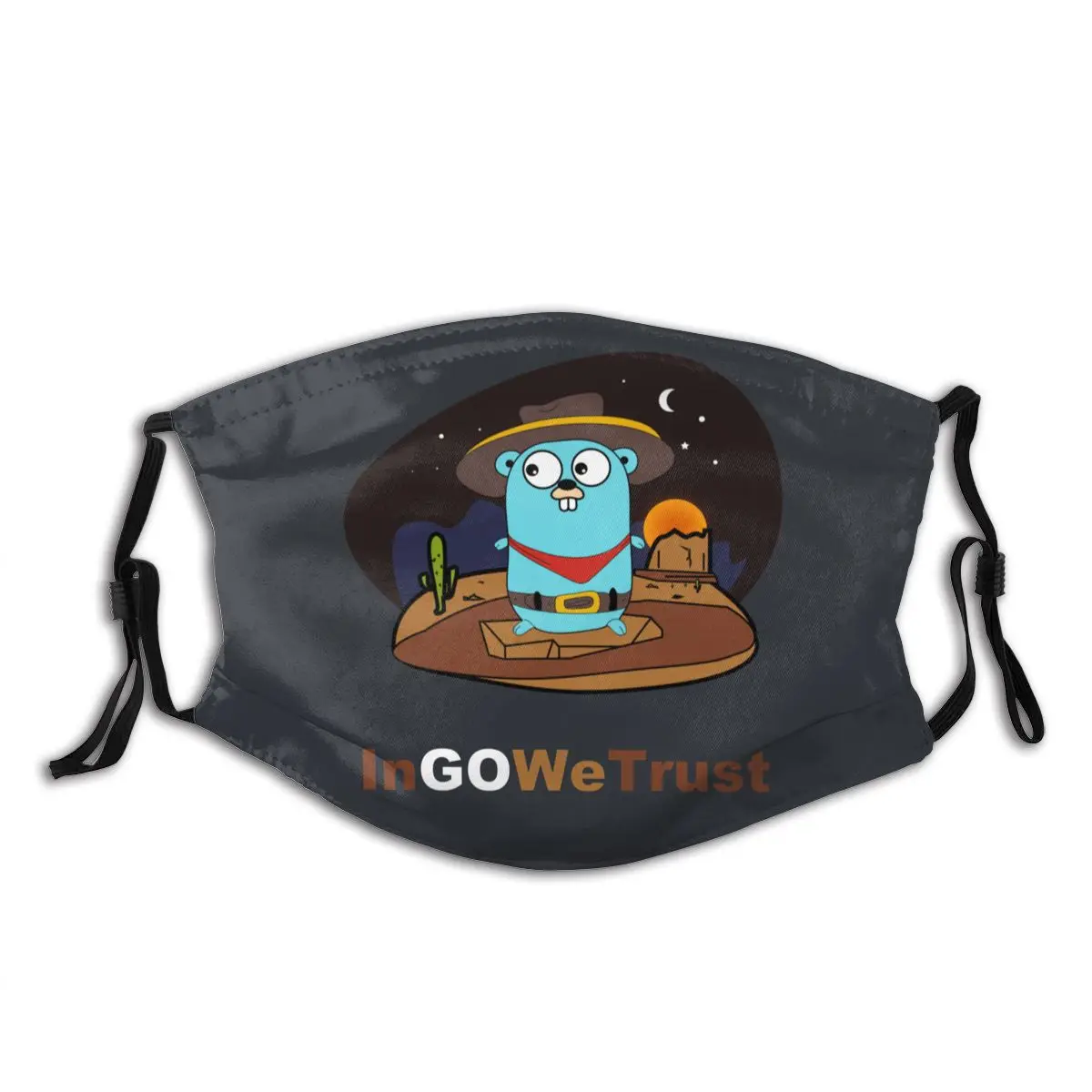 Многоразовая маска для лица Golang Gopher In Go We Trust с фильтром Пылезащитная респиратор