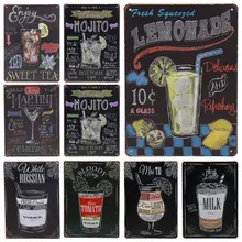 Mojito мартини Коктейльные вывески Стиль Бар Паб до ретро-наклейки металлическая пластина плакат живопись винтажная жестяная вывеска Tintin домашний декор H34