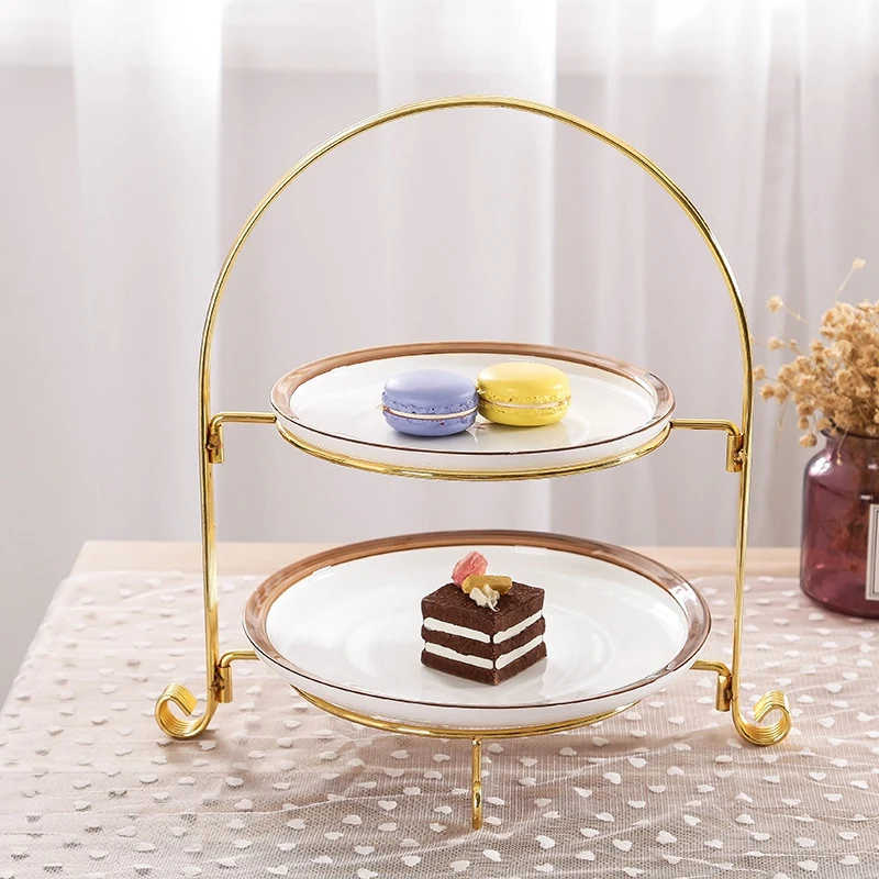 

Fruit Plate European Two - Layer Snack Rack Cake Display Rack Pastry Dish Serving Tray Fruit Candy Shelf Room Party Decoration