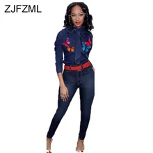 womens denim shirt with bow tie