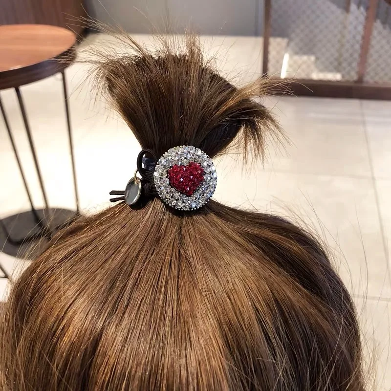 1 шт. в Корейском стиле Ins Wind Full Diamond Love эластичные резинки для волос для девочек женские аксессуары для волос модные элегантные головные уборы