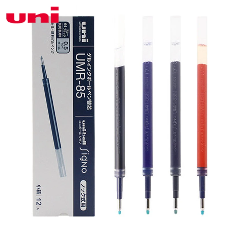 12 шт./партия Mitsubishi Uni UMR-85 гелевые ручки ролика шарик пополнения чернил 0,5 мм подходит для UMN-207 UMN-105 UMN-152 шариковой ручки письменные принадлежности