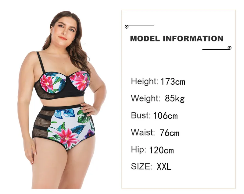 L-4XL Sexy Push Up Bikini Set Plus Size Women Swimsuits Padded with Wire Tankini Set Big Cup Swimwear