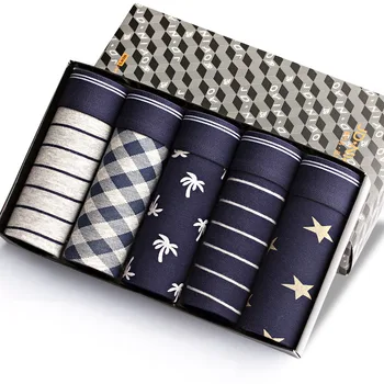 

5pcs/lot Sexy Men Underwear Boxers Fashion 2020 Printed Men Underpants Boxer Shorts Male Panties Pouch Sheath Underpants