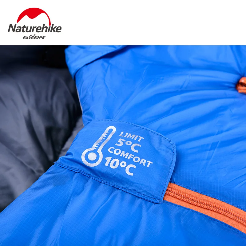 Naturehike Сверхлегкий компактный хлопковый спальный мешок, водонепроницаемый портативный спальный мешок на молнии для мам, спальный мешок для кемпинга
