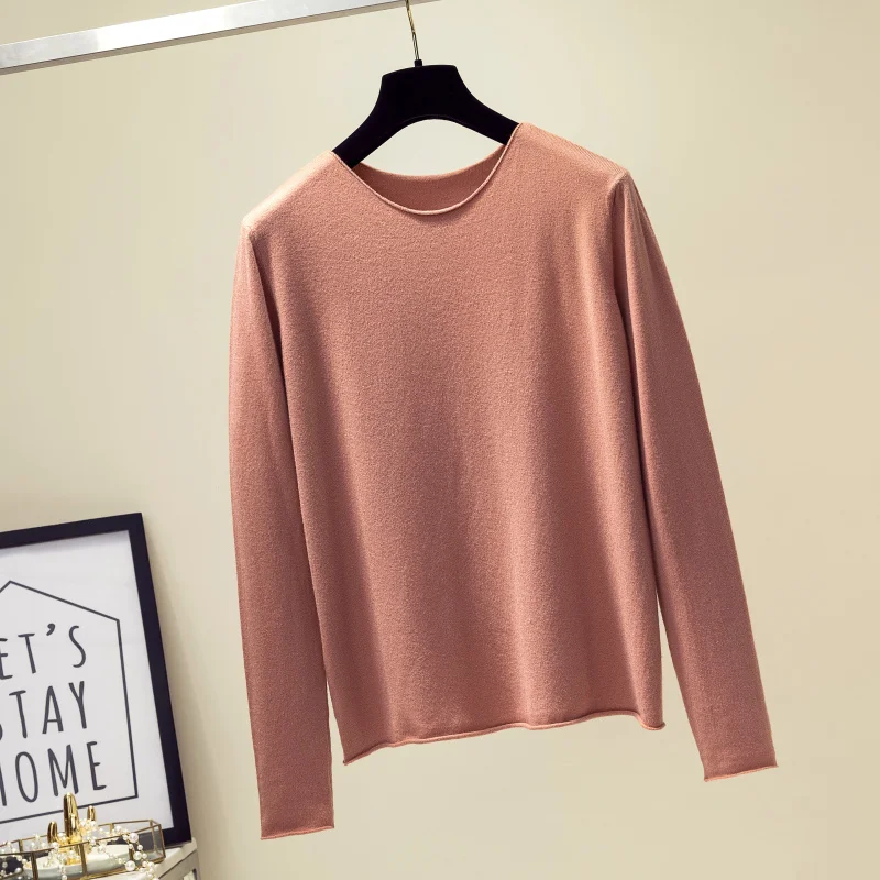Kintted Women Sweater Solid Color Long Sleeve Loose Jumpers Korean Fashion Autumn Spring Base Pullover Black White Apricot Blue