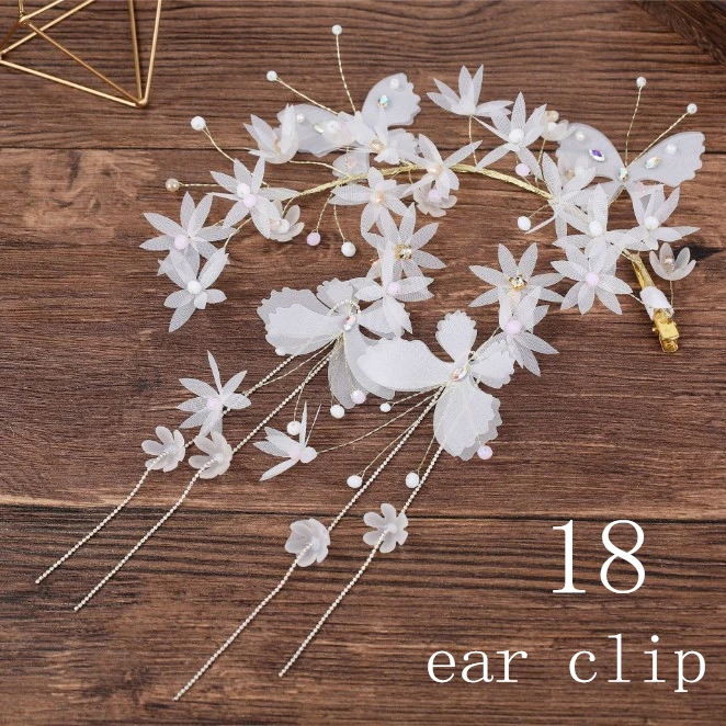 18 ear clip Женский Блестящий Кристалл Звезда тиара обруч для волос серебряный цвет невесты головной убор Стразы ювелирные изделия для волос серьги набор свадебные аксессуары - Окраска металла: 18 ear clip