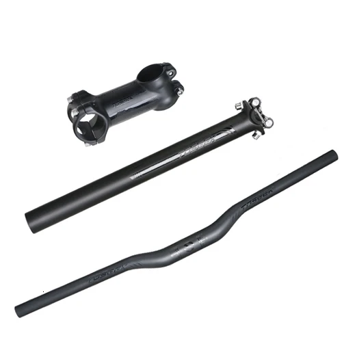 Белый Toseek Conjunto Manillar De La Bicicleta De Fibra De Carbono UD Subida Plana Del Manillar+ Stem+ Seatpost Mtb Carretera Bicicl - Цвет: Белый