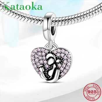 

New 925 Sterling Silver Mother with son Family love Beads Fit Original European Charm Bracelets Bangles Jewelry Making