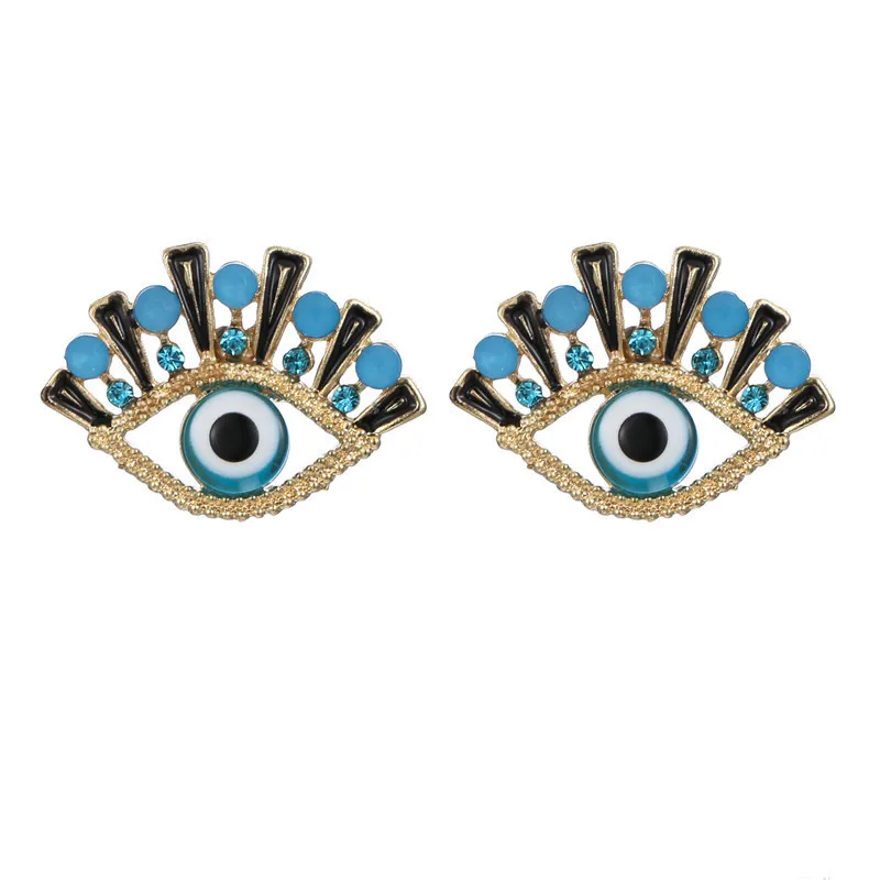 Chissen в Корейском стиле Cz турецкие серьги в виде глаз для Для женщин кубический циркон сплава блестящие Rainstone небольшой Турецкая голубой глаз, ювелирное изделие, подарок - Окраска металла: 10
