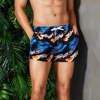 

Fashion Beach Men Short Printed Joggers Beach Pants Casual Loose Belt Drawstring Beach Pocket Shorts Pants Camisas Short Hombre