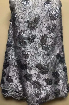 

African Lace Fabric 2020 High Quality Lace Fabric French Sequins Net Tulle Fabrics Nigerian Voile Lace For Wedding Dress ELL4375