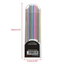 12 шт., 12 шт., 2,0 мм, механический карандаш, цвета, 2B, свинцовые заправки, черновик, рисование, рукоделие, художественные эскизы, школьные канцелярские принадлежности