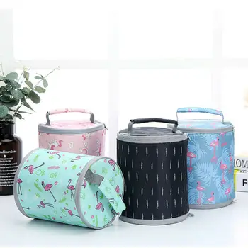 

Portable Lunch Bag Animal Print Thermal Insulated Lunch Box For Women Childrens Bags Tote Unisex Nylon Cylindrical Picnic Bags