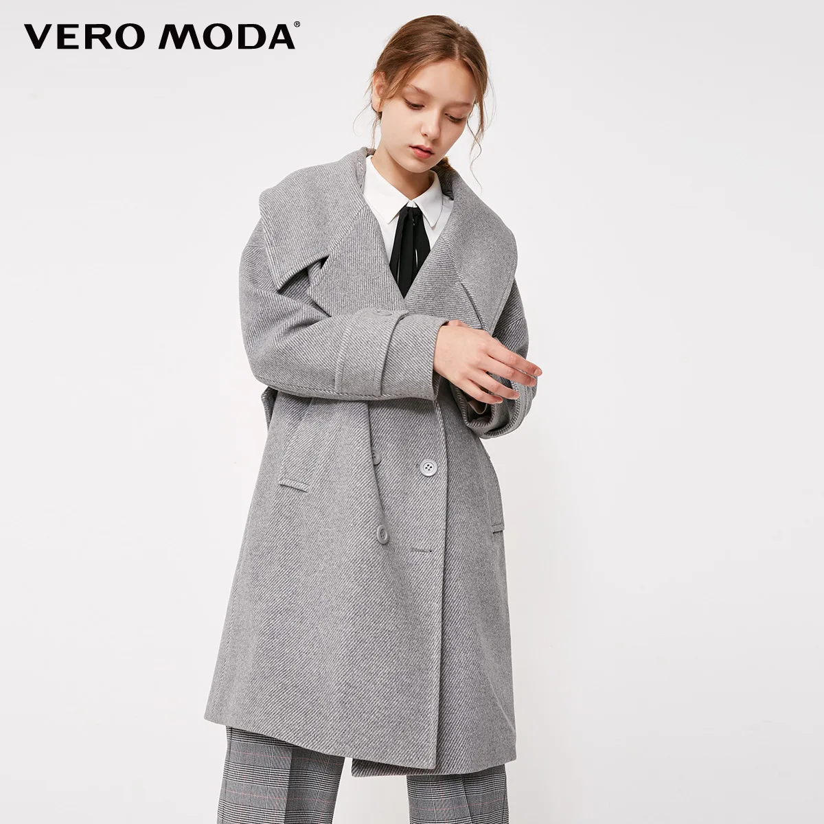 Vero Moda женское двубортное пальто с лацканами | 318327565 - Color: Lt. grey mel.