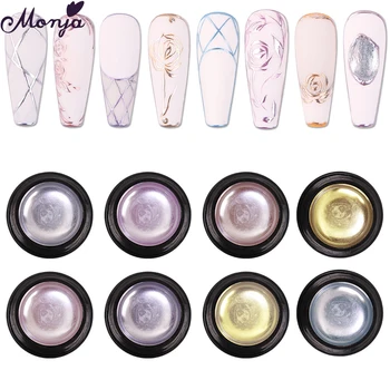 

Monja 8 Colors Nail Art Metal Painting Gel 3D Spider Silk Lines Pattern Nail Polish UV Gel DIY Design Drawing Manicure Tool