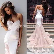 

Vestidos Longos Formatura Sexy Sweetheart Applique Lace White Nude Mermaid Prom Dress 2019 Abendkleider Long Evening Party Dress