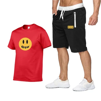 

2018 New Men Fashion Two Pieces Sets T Shirts+Shorts Suit Men Summer Tops Tees Fashion Tshirt High Quality men clothing