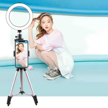 

Gosear 360 Degree Rotatable LED Ring Right Light Tripod Phone Holder Stand for iPhone XS Max Galaxy S10 Plus for Video Makeup