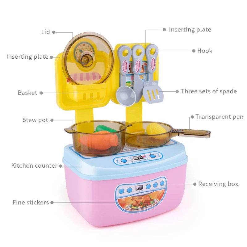 Набор детских игрушек для игр, домашняя имитация посуды, игровой дом, кухонный ящик для хранения, сборка, детские развивающие игрушки DIY